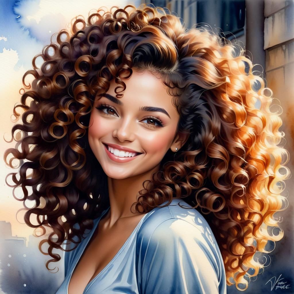 curly hair - AI Generated Artwork - NightCafe Creator