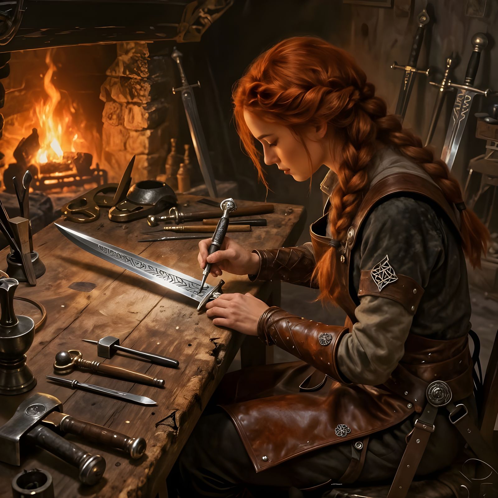 Engraving an Elvish Dagger  by @Beldin