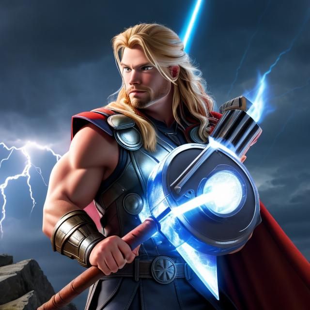 Thor with his hammer with lighting and thunder - AI Generated Artwork ...