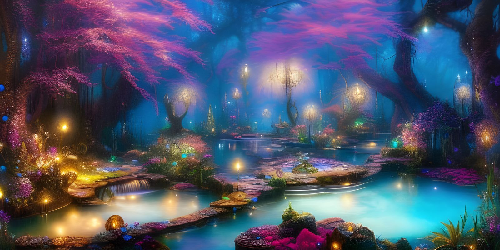 By the Pool in the Fairylands - AI Generated Artwork - NightCafe Creator