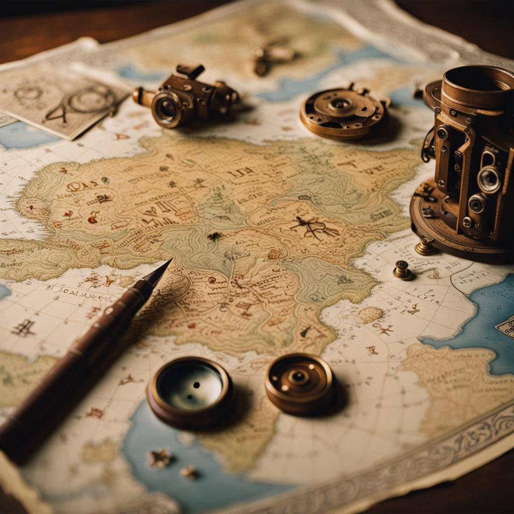 A photo of artistic representations featuring whimsical treasure maps