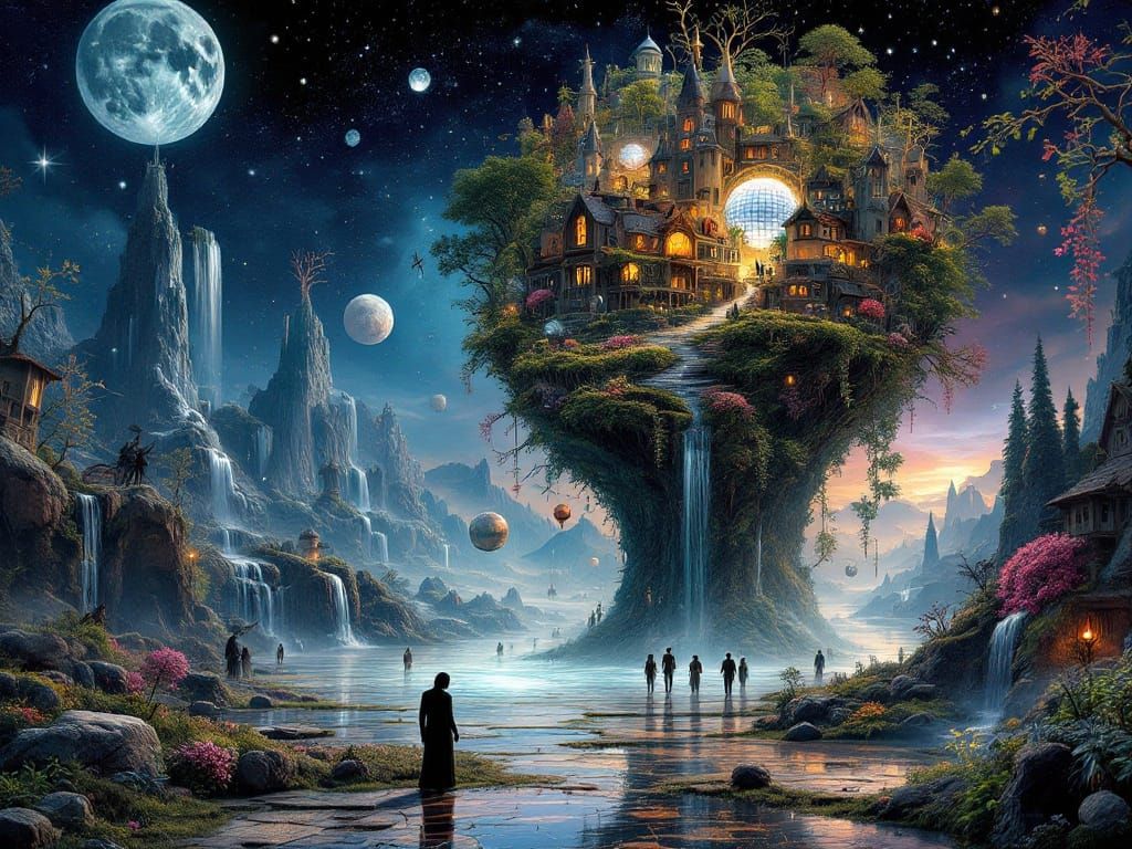 Cosmic Disco Illusion in a Surreal Nature Scene