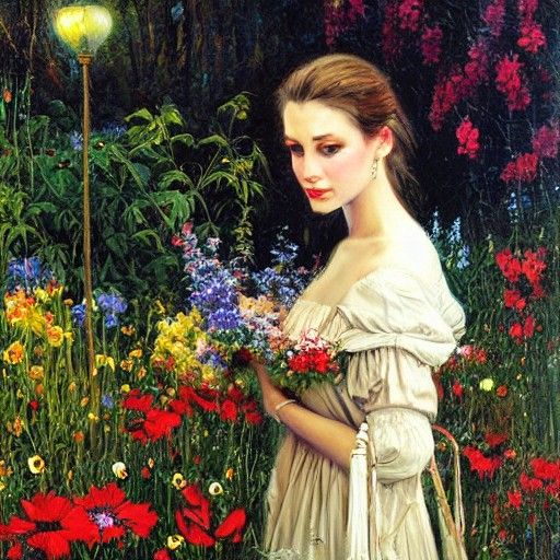 fair lady of the night in a land of flowers and youth