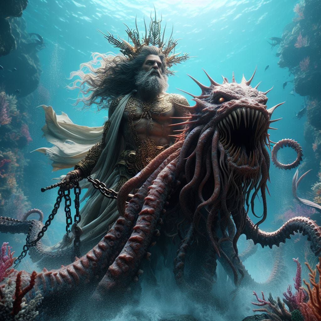 Poseidon and his pet Kraken