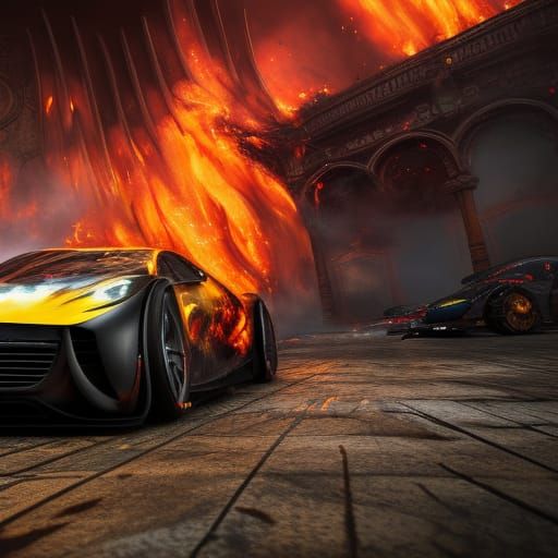 Race car on fire