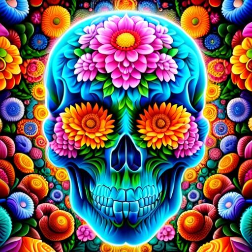 Floral Skull - AI Generated Artwork - NightCafe Creator