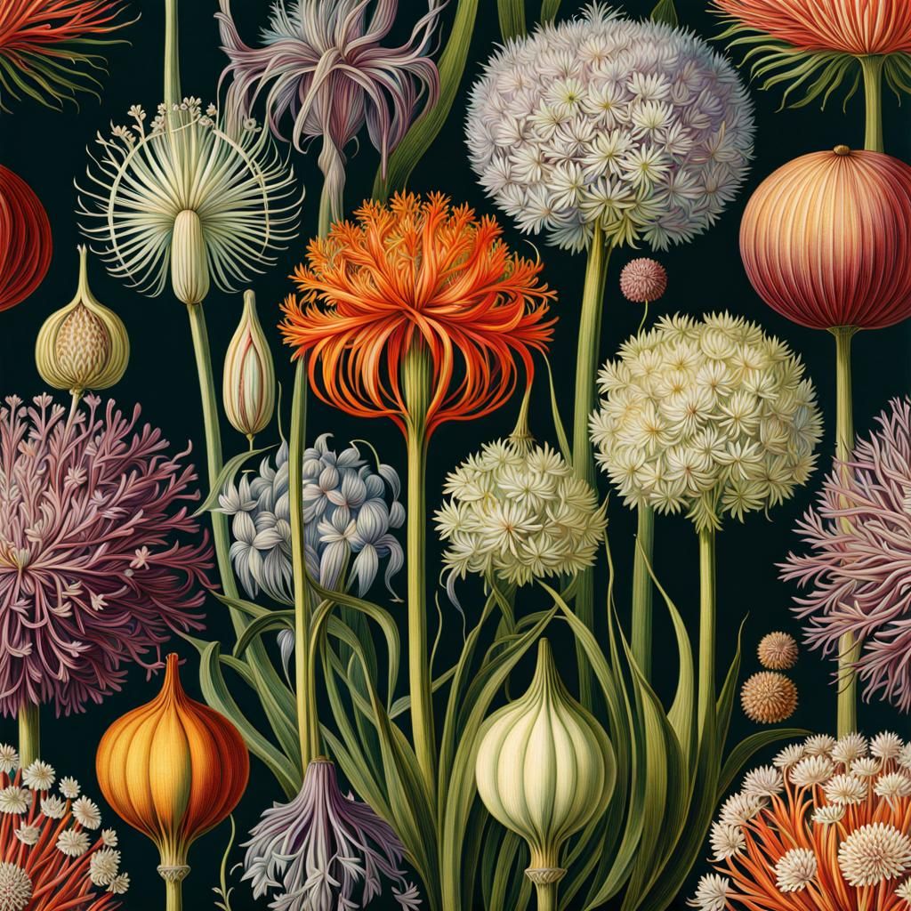 Vintage Print Allium Flowers Ernst Haeckel Botanical Print Colourful P