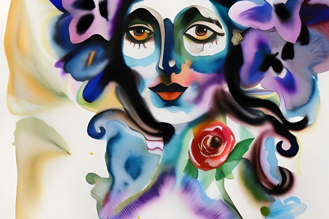 "head and shoulders portrait, woman, rosa gallica, flowers, ...