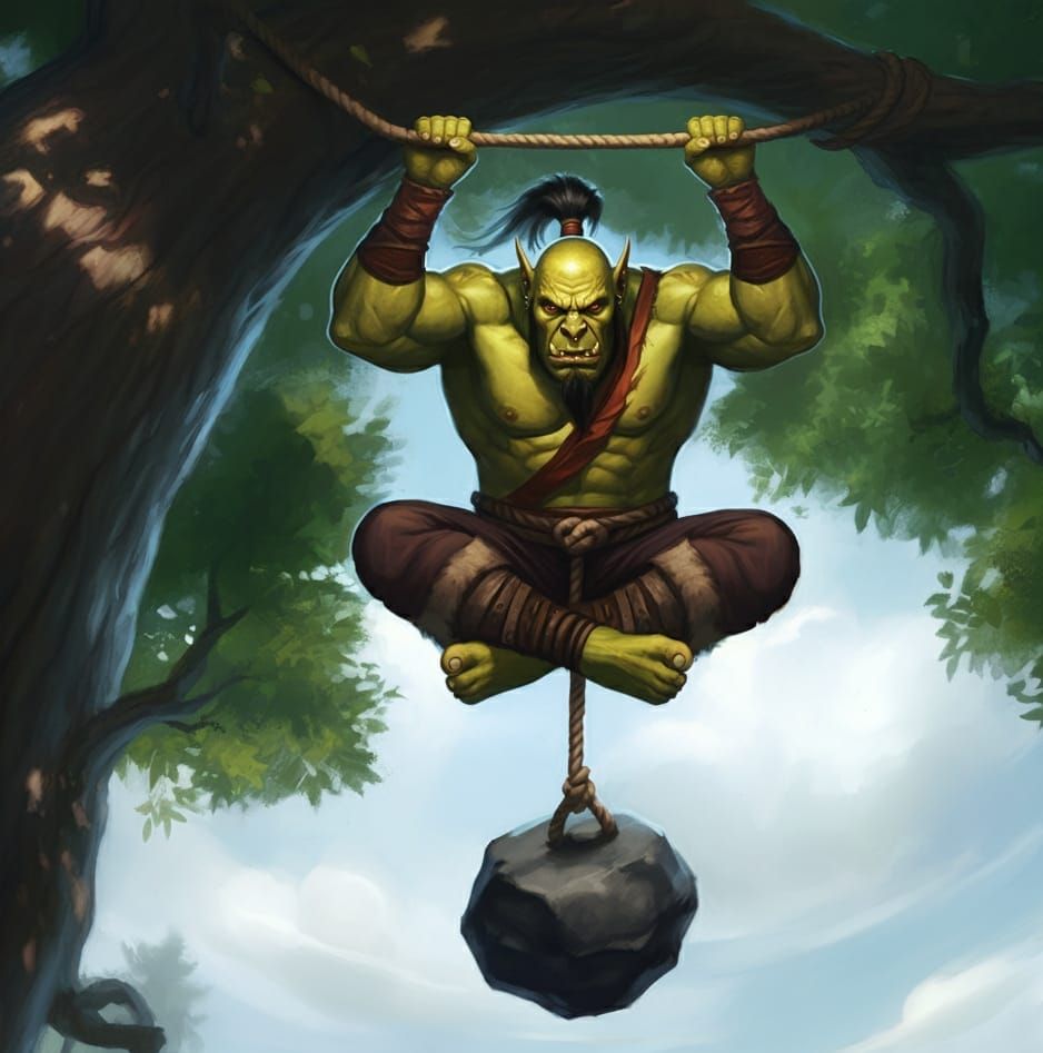 Ogre monk boulder pull up exercise