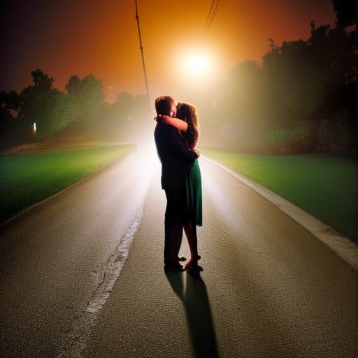couple slow dancing in the moonlight