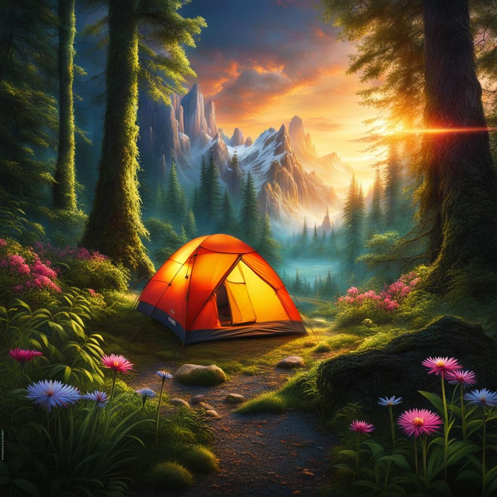 Camping in the beauty of nature - AI Generated Artwork - NightCafe Creator