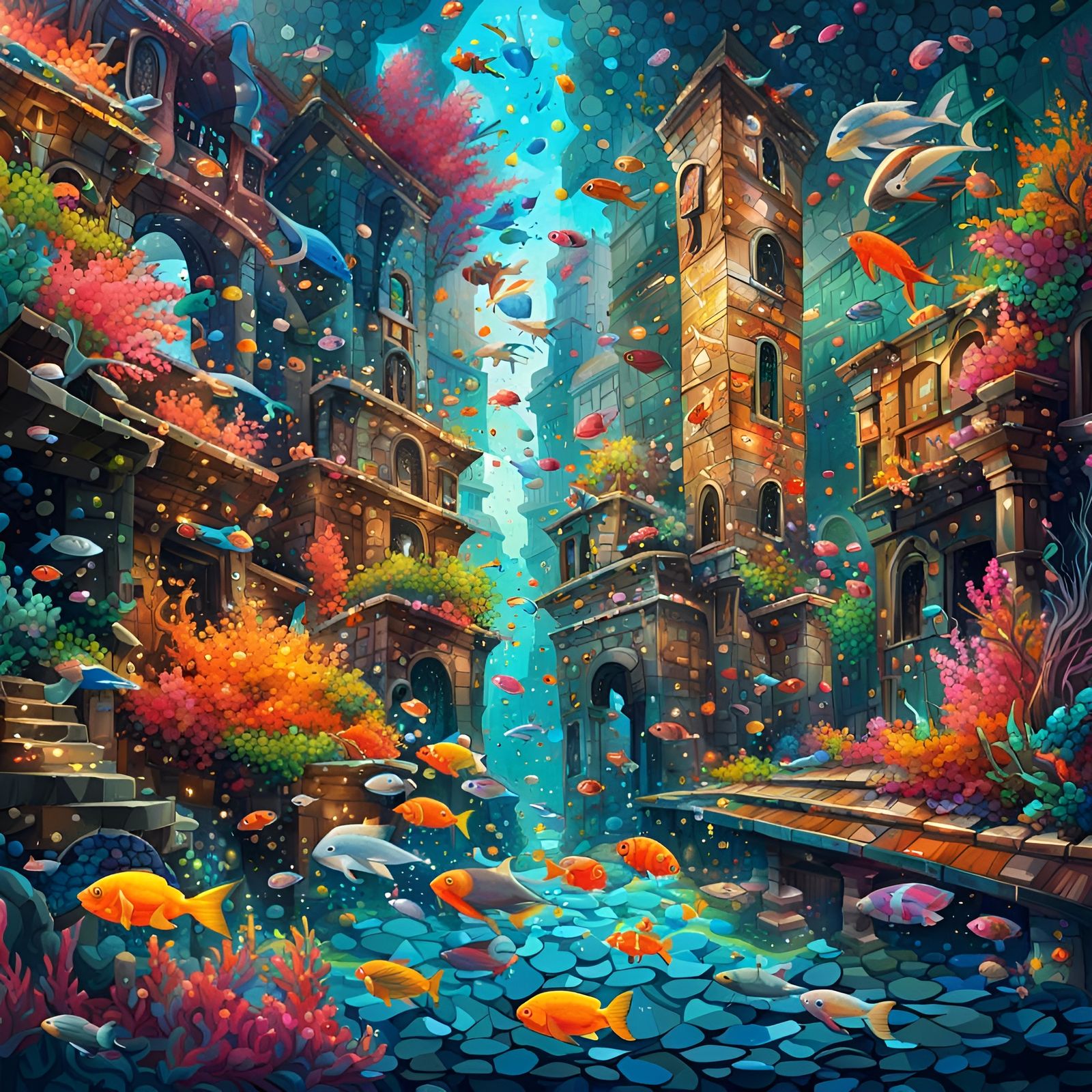 Bustling Aquatic Ecosystem AI Generated Artwork NightCafe Creator