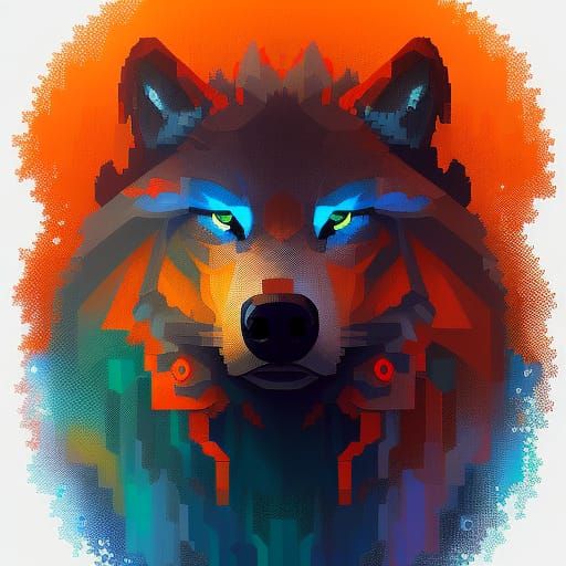 pixel art majestic wolf