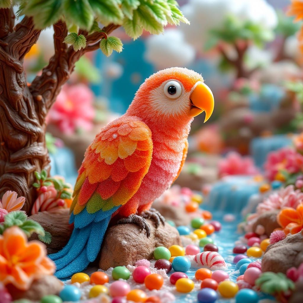 Sugar-coated Parrot in a world of sweetness  by @Staircase Flash