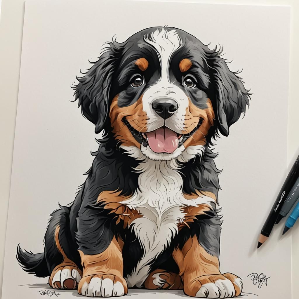 Bernese mountain dog puppy drawing