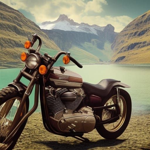 vintage Harley Davidson WLA 750 posing in the french alp wit...