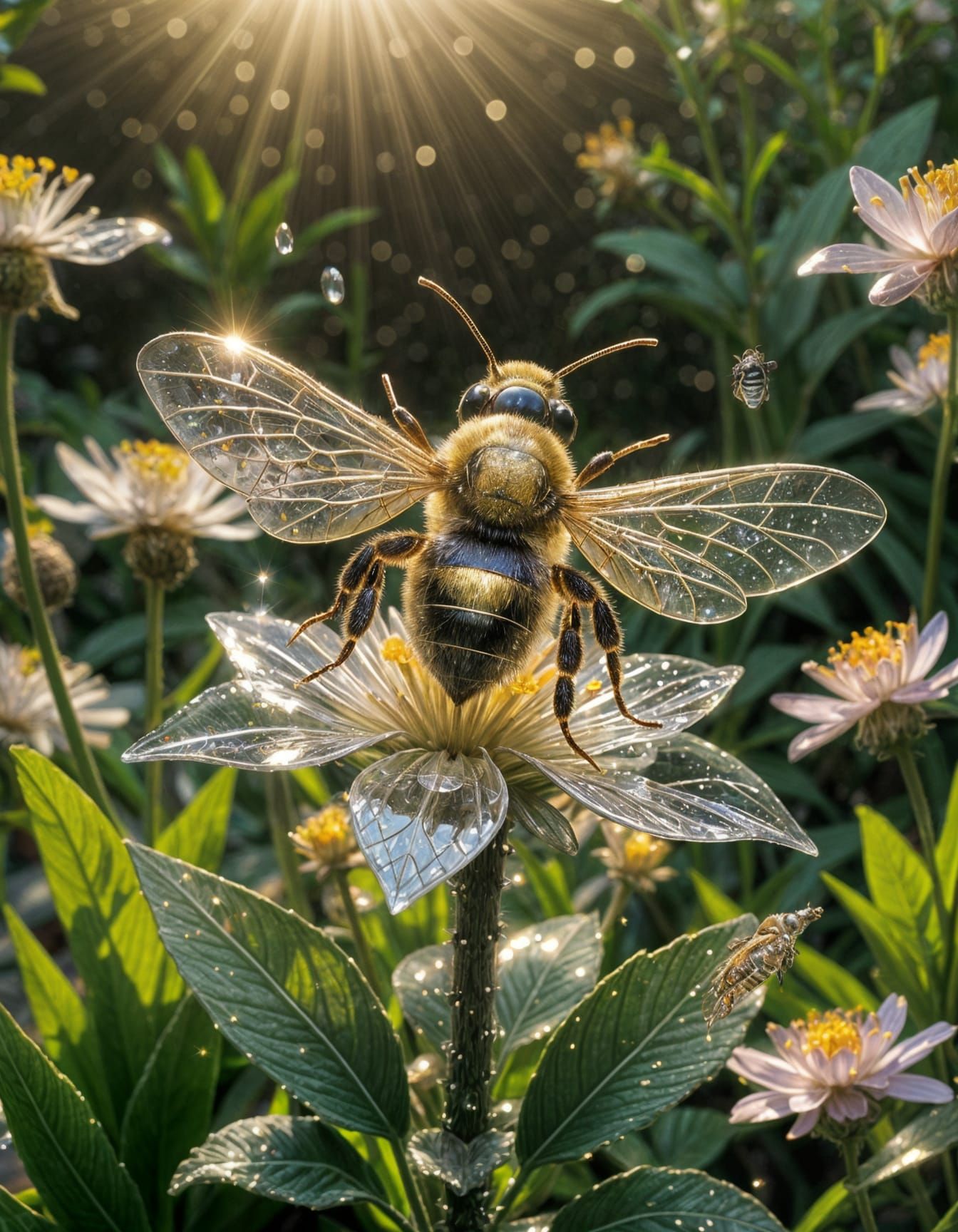 crystal bee on crystal flower  by @RatzeP2