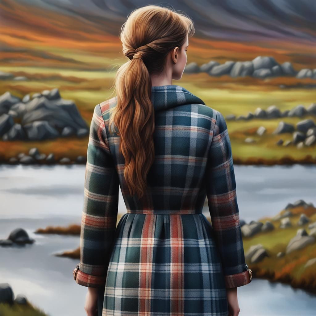 Girl with plaid pattern Coat
