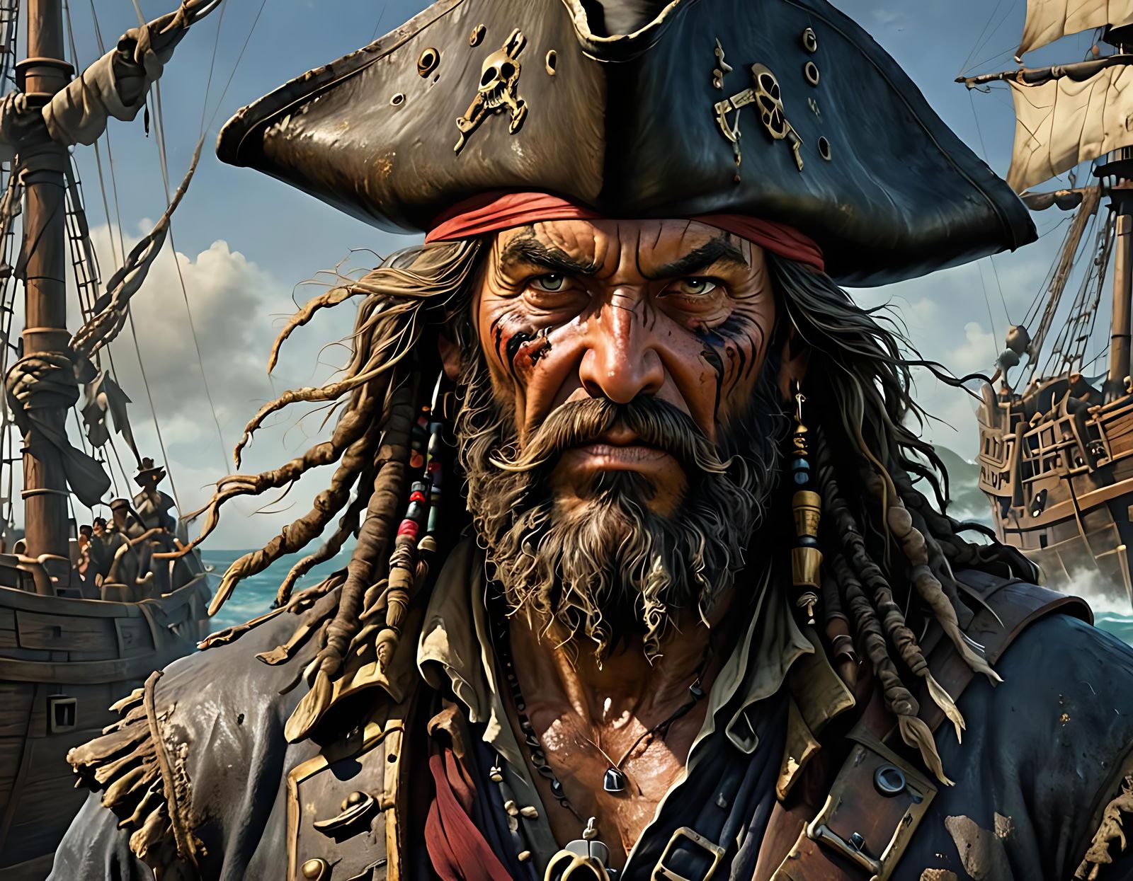 The Infamous Pirate Blackbeard Sets His Gaze Over The Horizo...