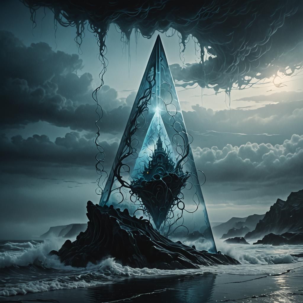 "A captivating 3D render of an optical illusion, illuminated...
