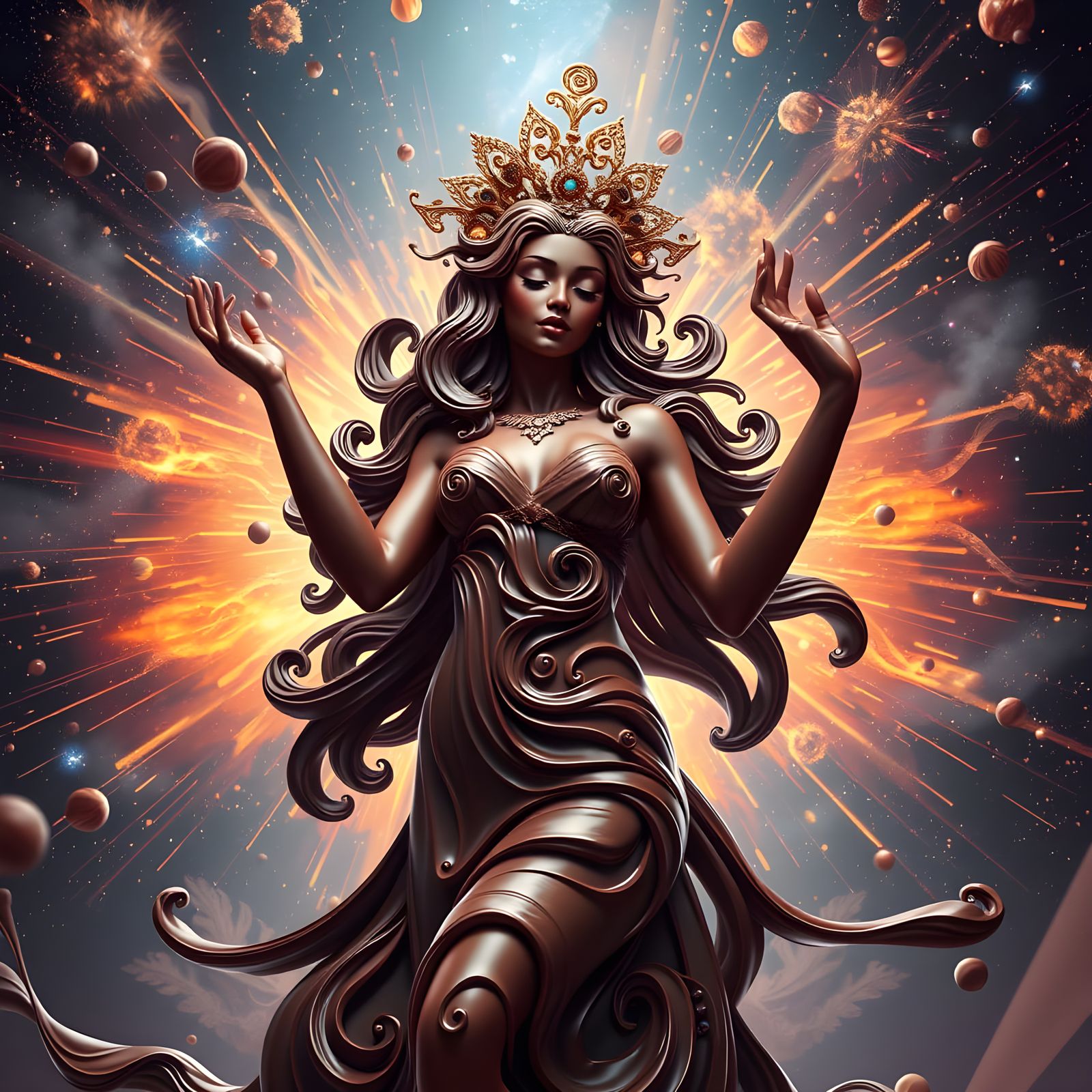 The Big Bang of the chocolate universe from the goddess  by @Artificial Intelligence Artist