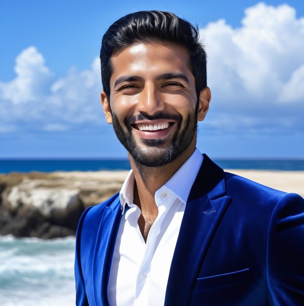 Tāhir · طـاهــر  ·  a handsome man with   black  beard   wea...