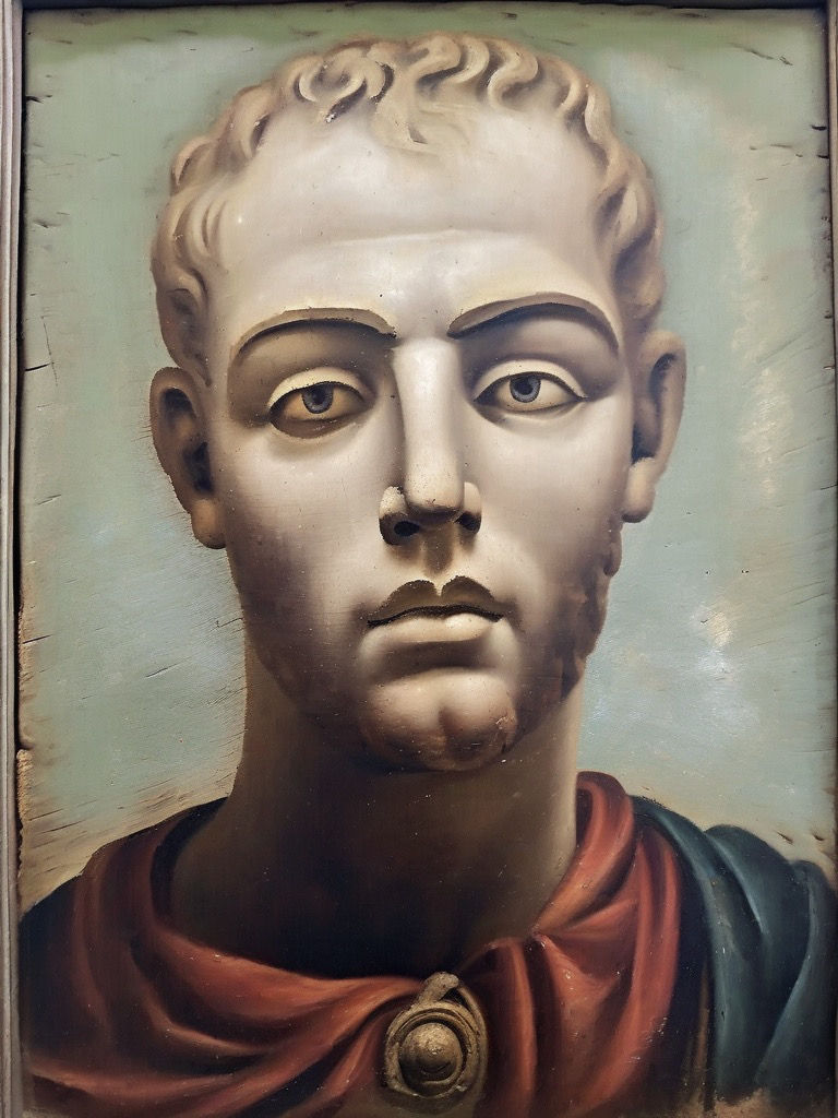 Ancient Roman tomb painting on wood