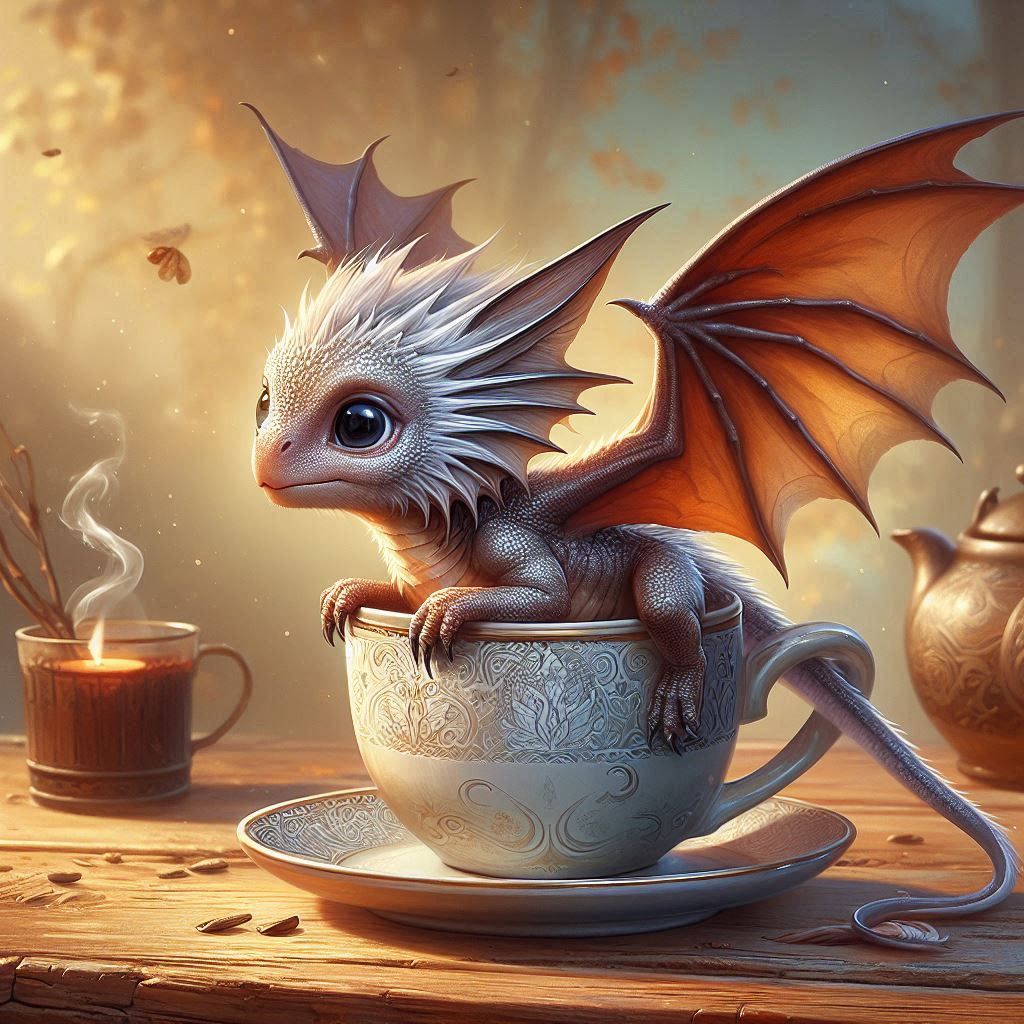 Baby Dragon in coffee cup