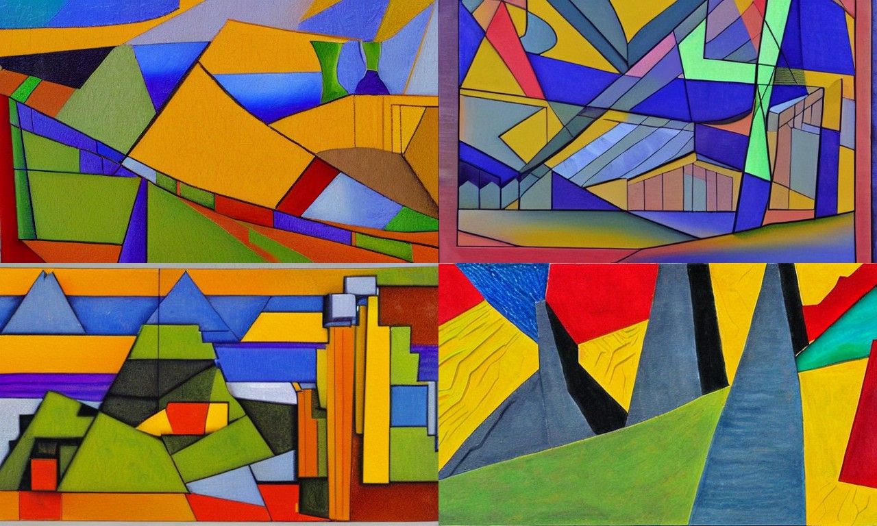 Landscape in the style of Crystal Cubism