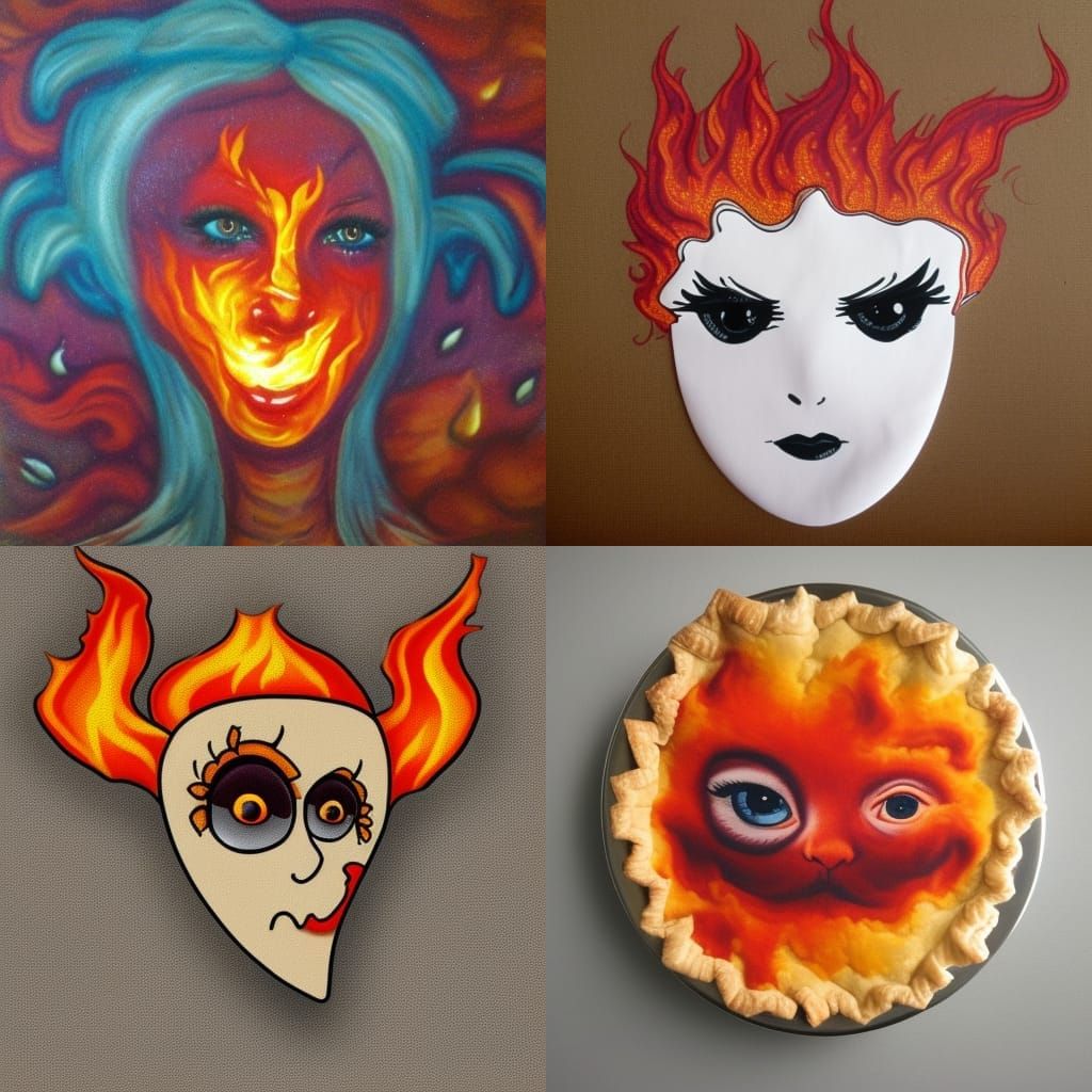cute pie face firey intricate thunderstorm fantasy AI Generated