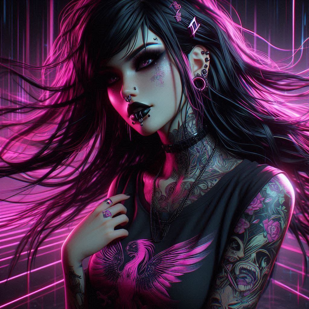 Goth punk girl concept