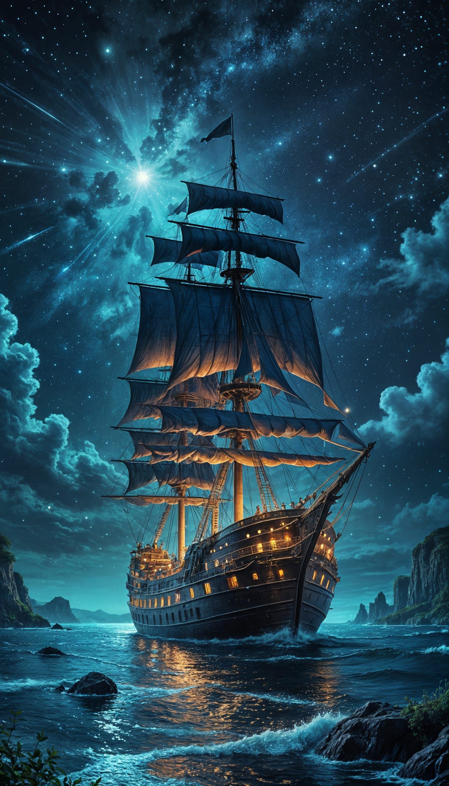Celestial Horizons: A Summer Night's Sail Beneath the Stars  by @Heralyn