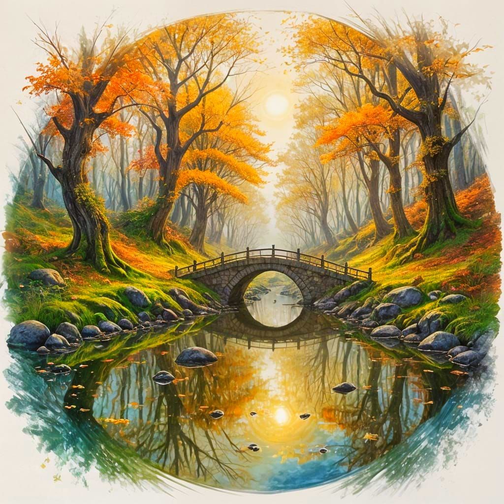 Enchanted Forest Archway with Magical Stream