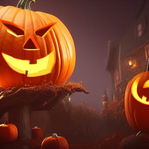 Halloween Pumpkins - AI Generated Artwork - NightCafe Creator