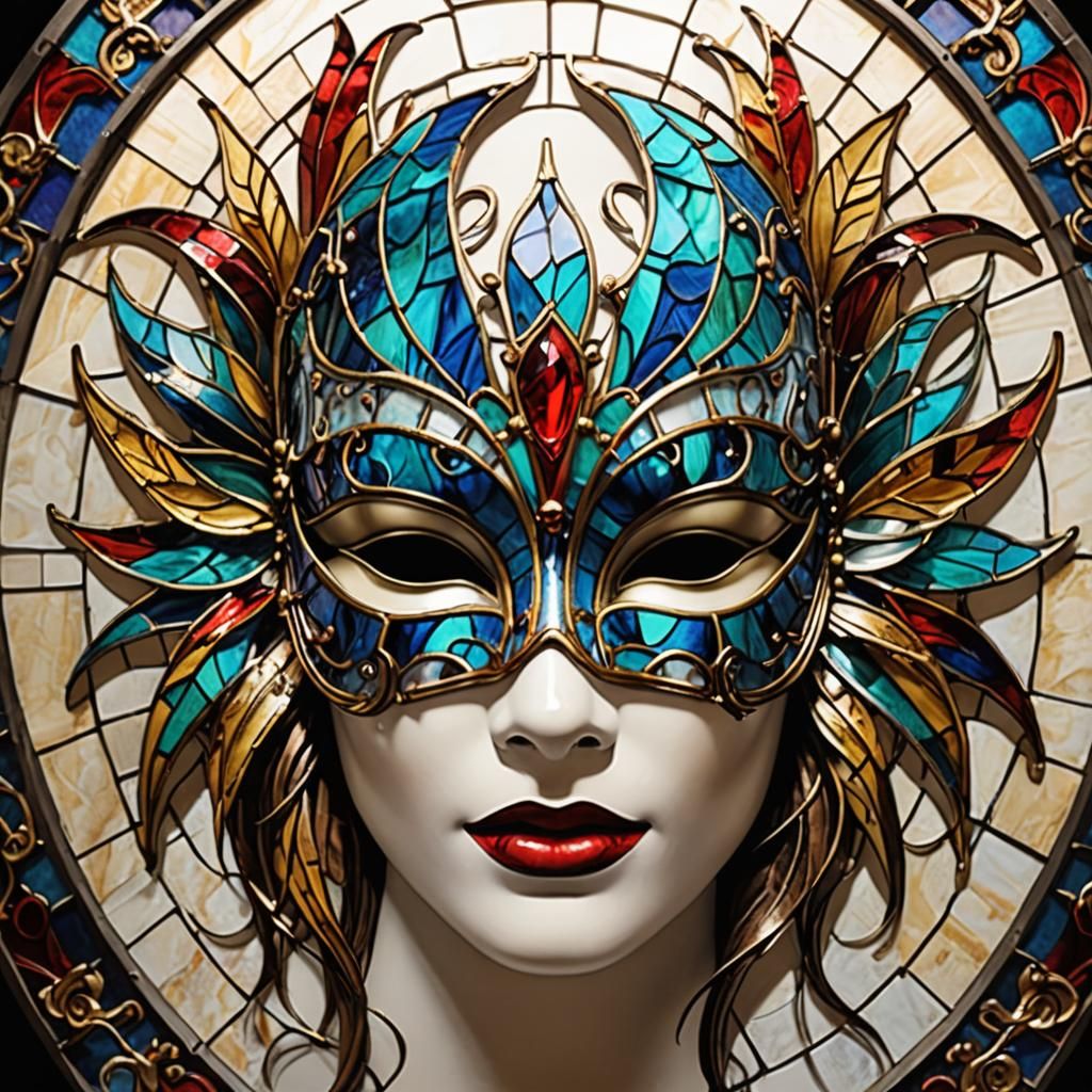 Stained glass masquerade mask AI Generated Artwork NightCafe Creator