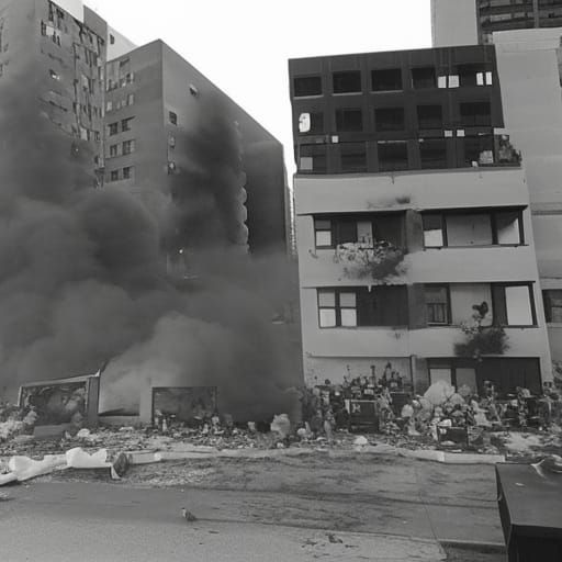 Molotov cocktail flying into building