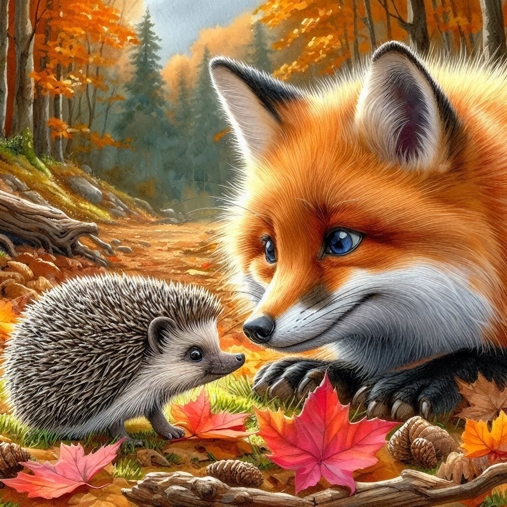 Animal friendships: Fox and Hedgehog