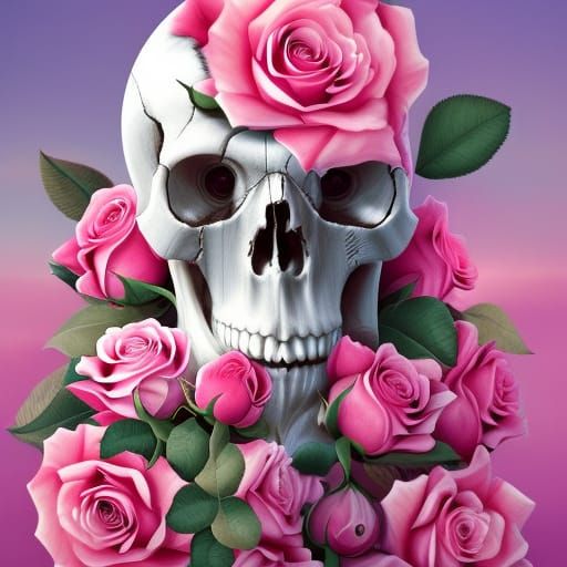 Skull with roses  false