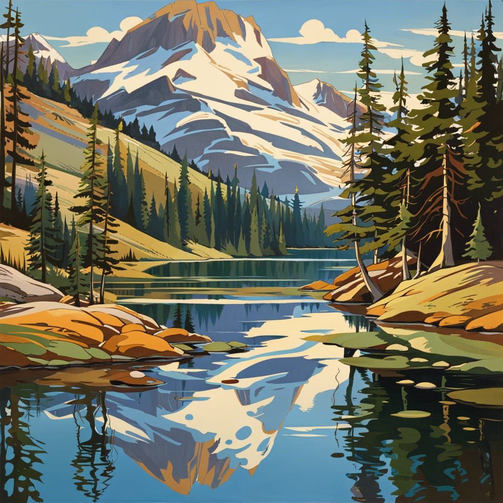 By Terry Dodson, landscape of Tranquil Lakes Reflections (SDXL Artist ...