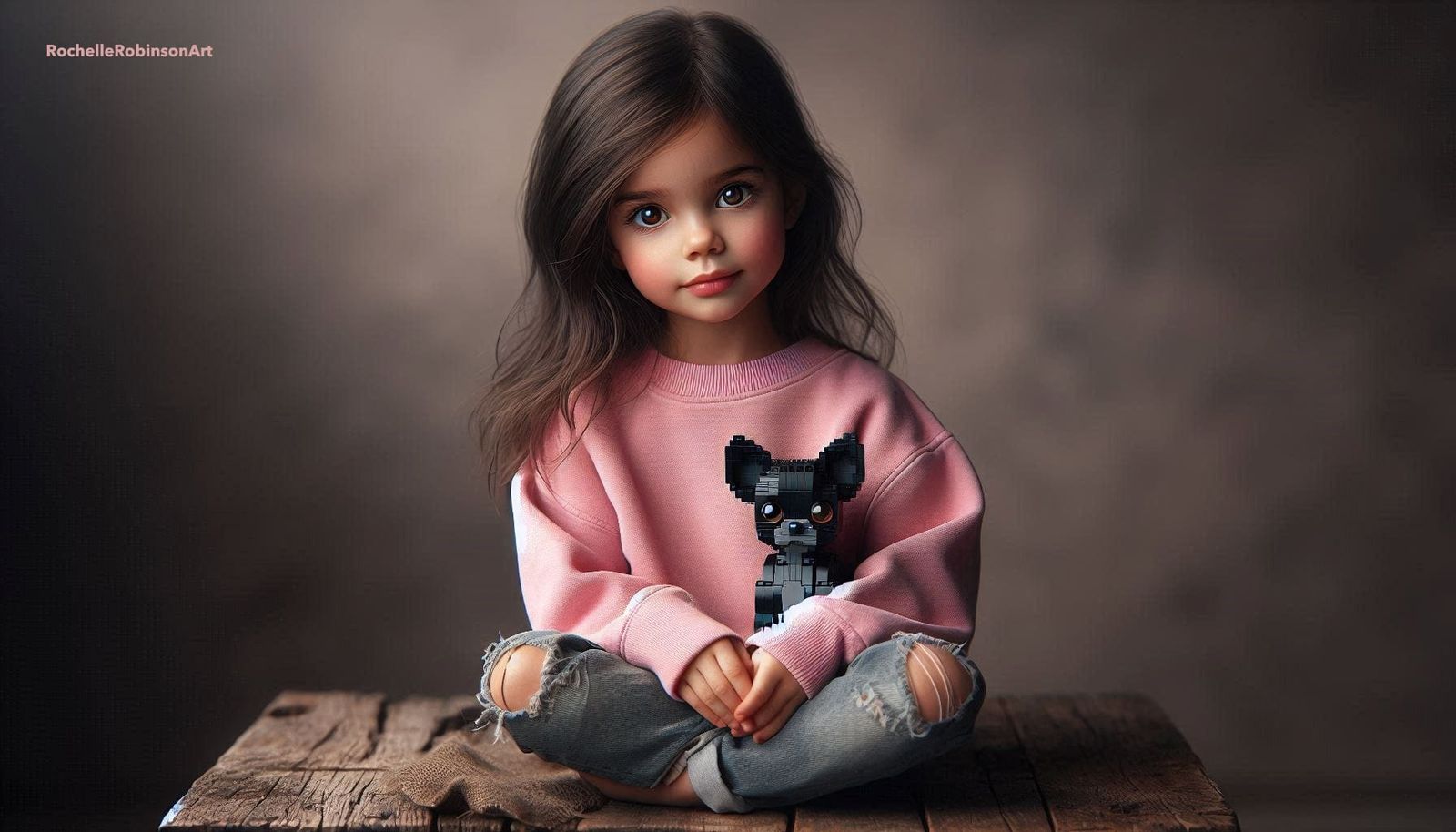 A Girl And Her Dog Peanut - Lego Art