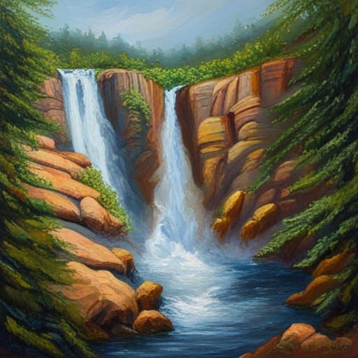 Waterfall - AI Generated Artwork - NightCafe Creator