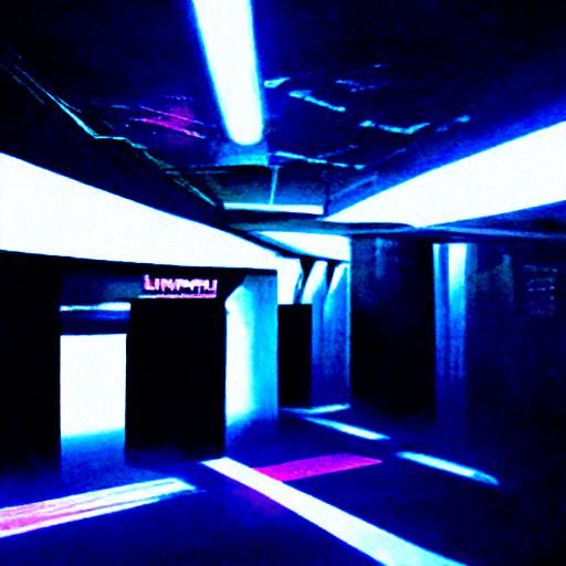 Synthwave underground facility liminal space