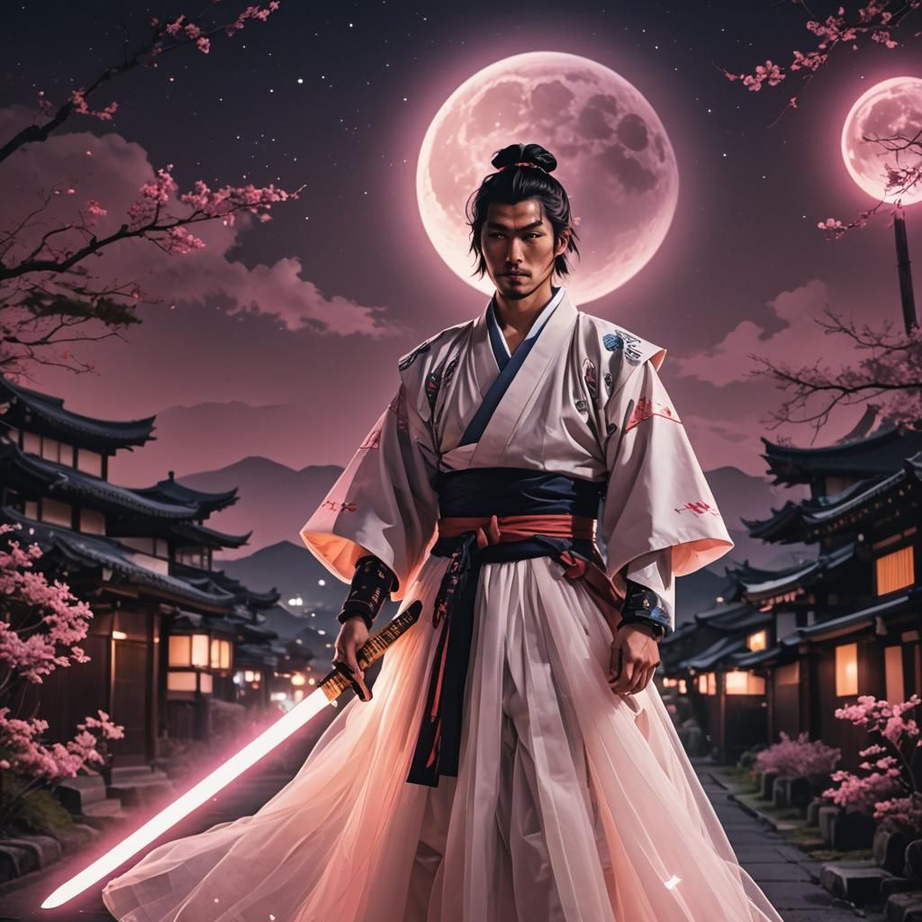 samurai . At night by kyoto