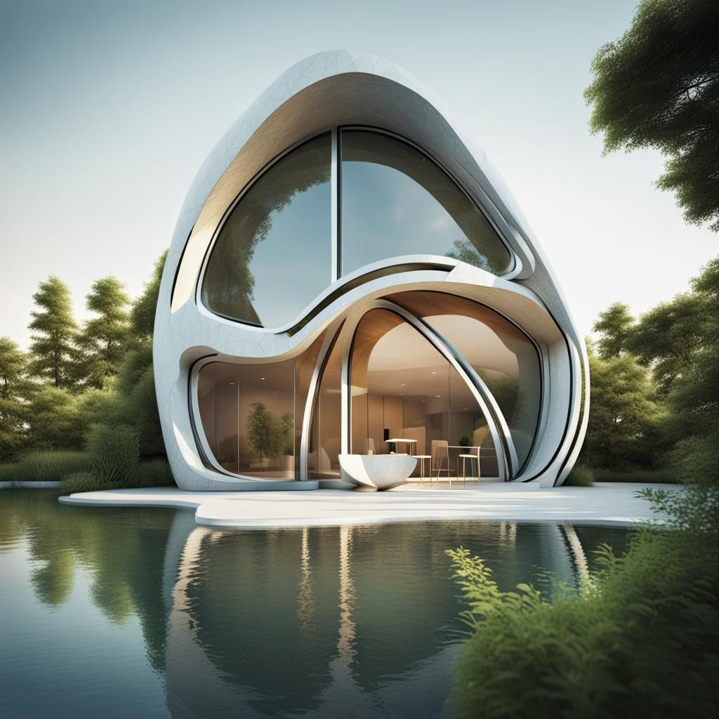 Abstract futuristic eco house  by @Laevos