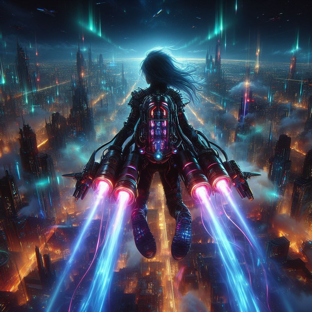 Flying over Night City