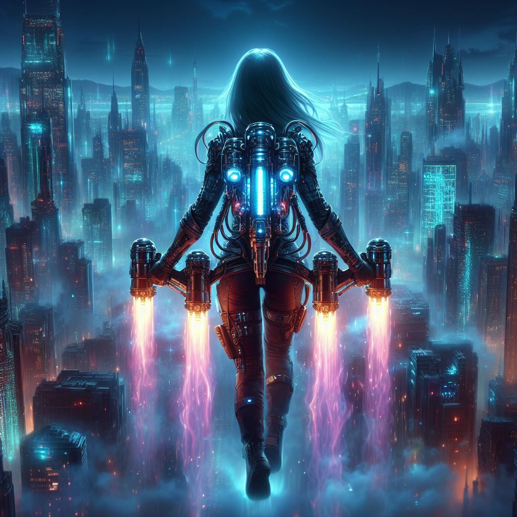 Flying over Night City