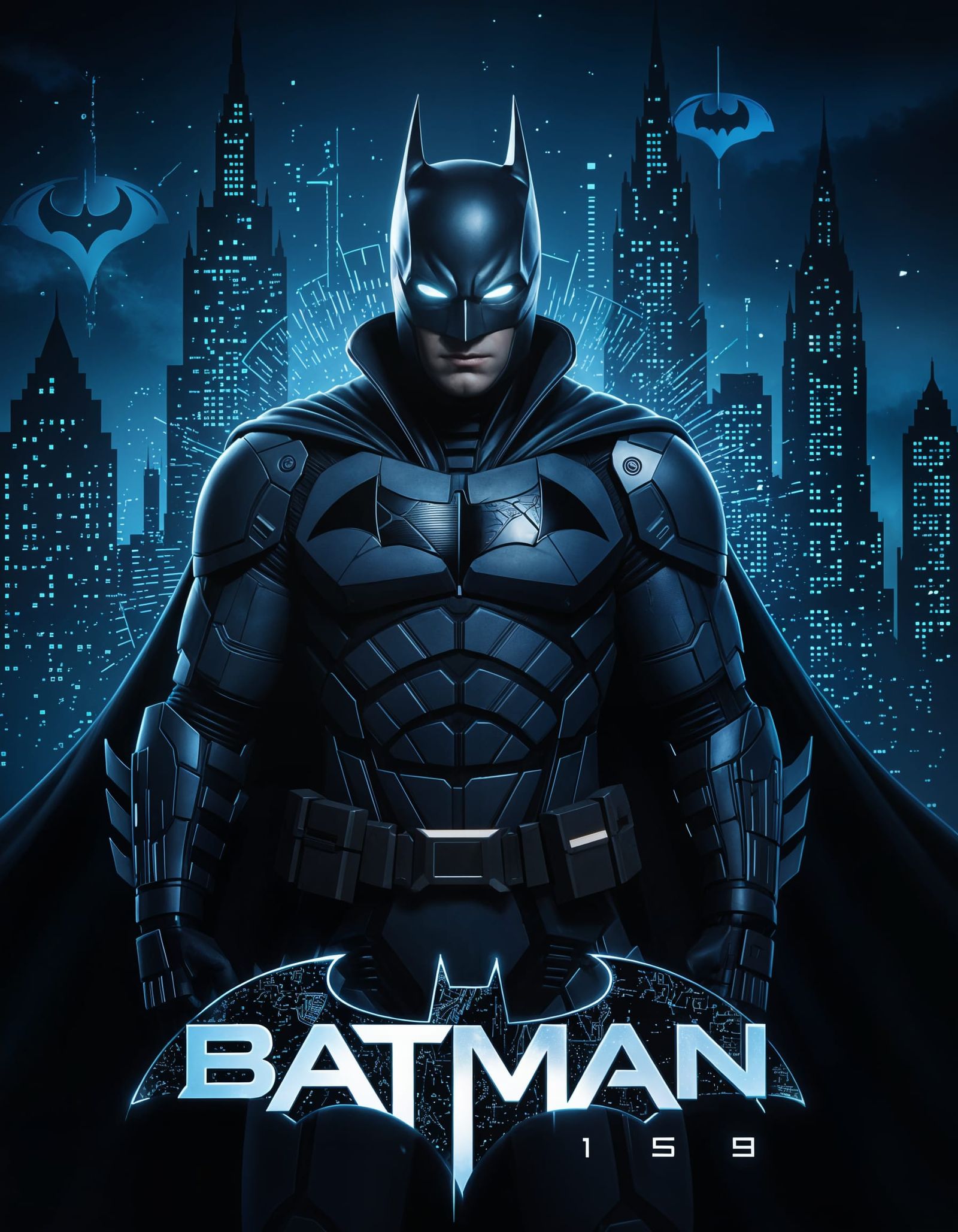 Futuristic Batman Portrait in Cyberpunk Style
