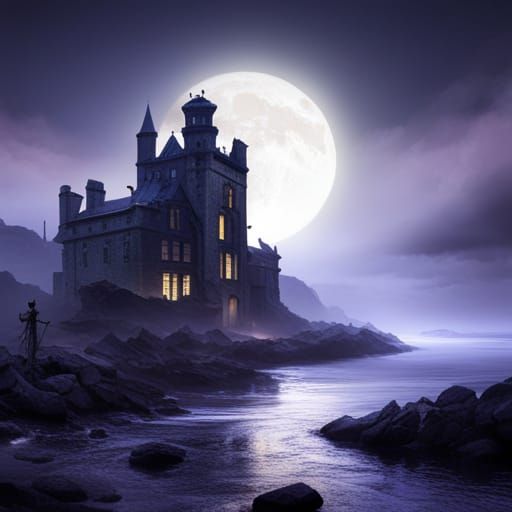 Castle under the moon