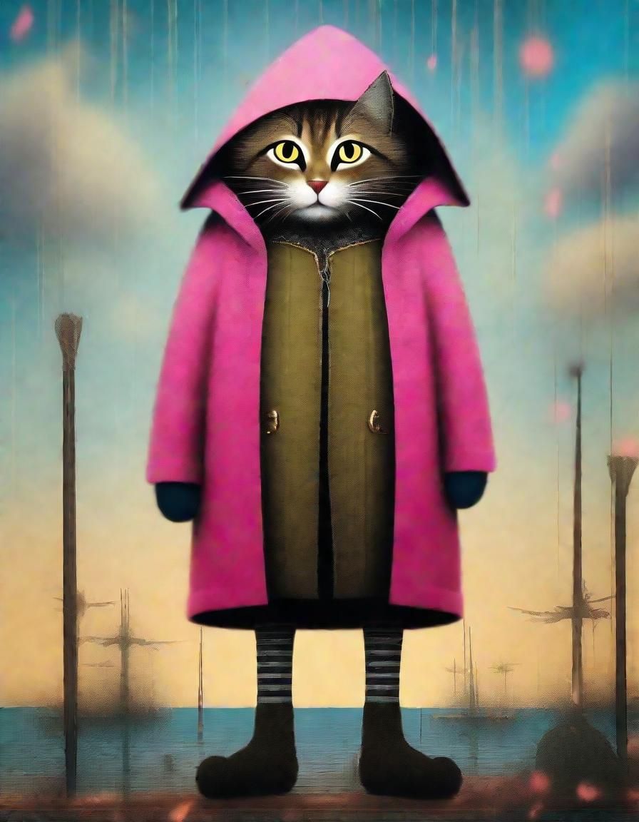 Pink raincoat.