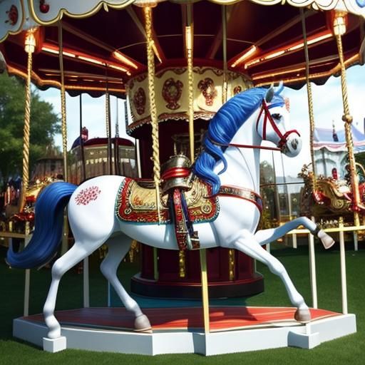Detailed Carousel Horse 'Twirl' in Wonderland
